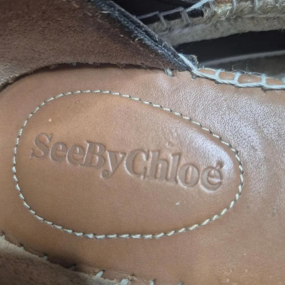 See By Chloe Leopard Print Espadrille Sandal Quiet Luxury Size EU 38 US 8